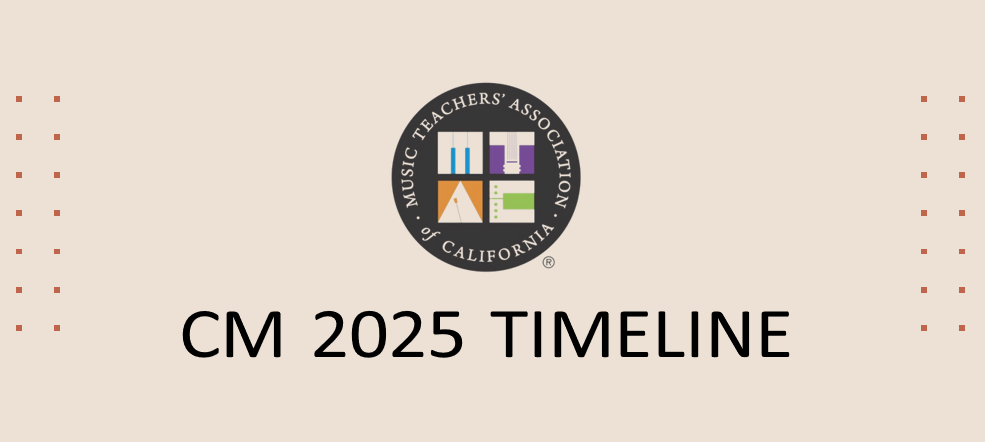 Music Teachers’ Association of California (MTAC) Certificate of Merit® (CM) Program 2025 timeline logo